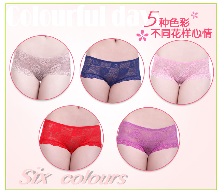 山知风语性感蕾丝花边<em>女式内裤</em>5条装在<em>京东商</em>