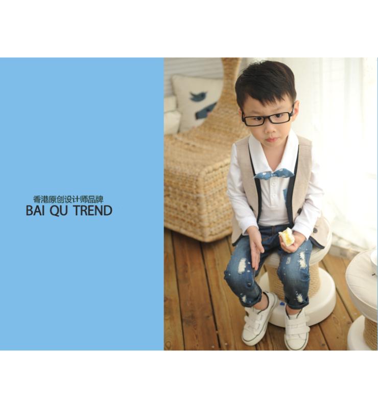 小小莎啦 2013早秋新款 儿童<em>男童</em>英伦风棉麻绅