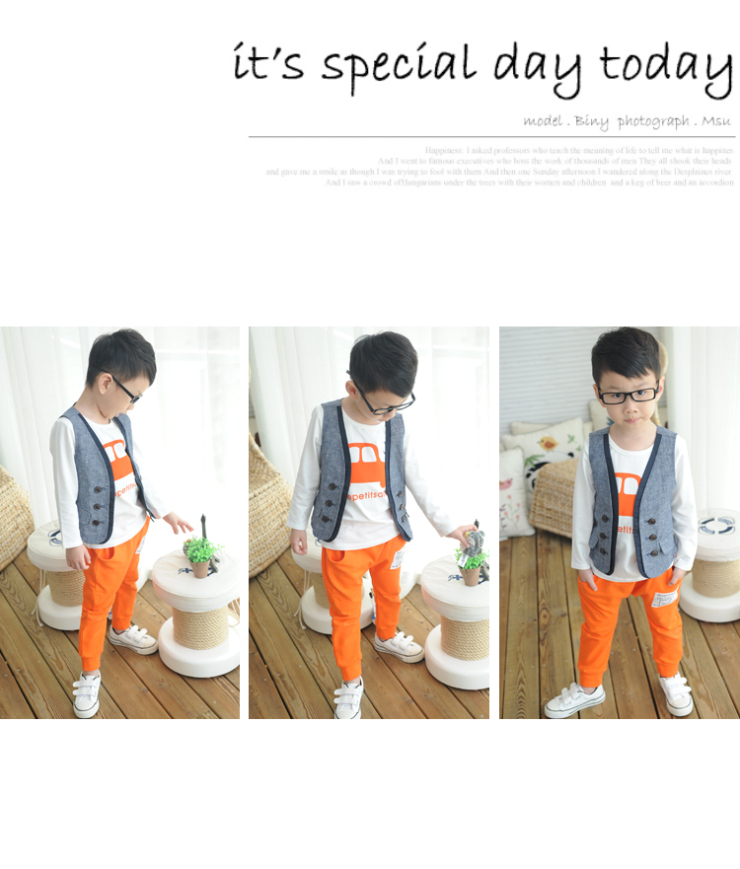 小小莎啦 2013早秋新款 儿童<em>男童</em>英伦风棉麻绅