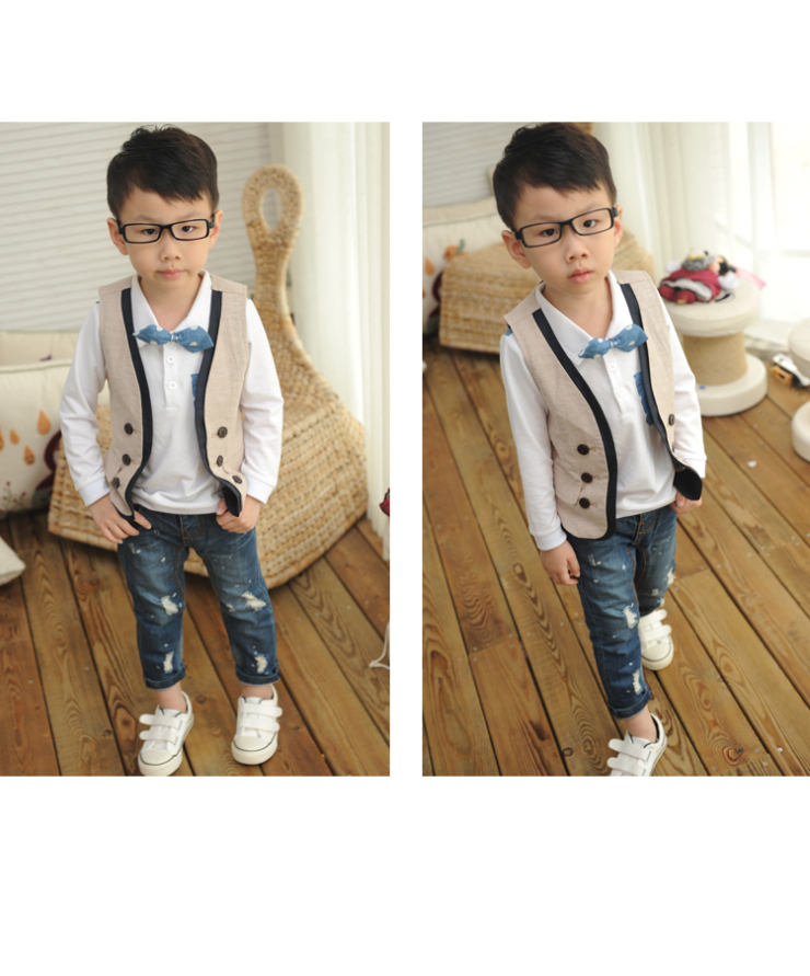 小小莎啦 2013早秋新款 儿童<em>男童</em>英伦风棉麻绅