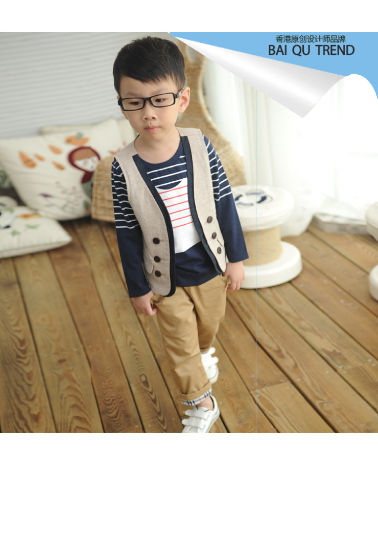 小小莎啦 2013早秋新款 儿童<em>男童</em>英伦风棉麻绅