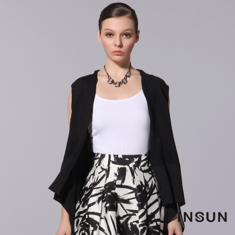 INSUN恩裳 通勤OL针织开衫92306300 黑色 3