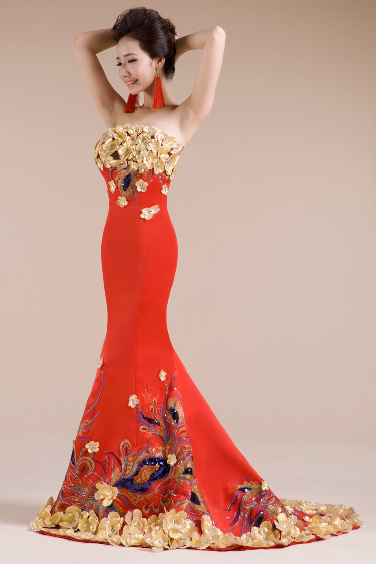 2013新款婚纱礼服 中式复古新娘敬酒装 新娘旗