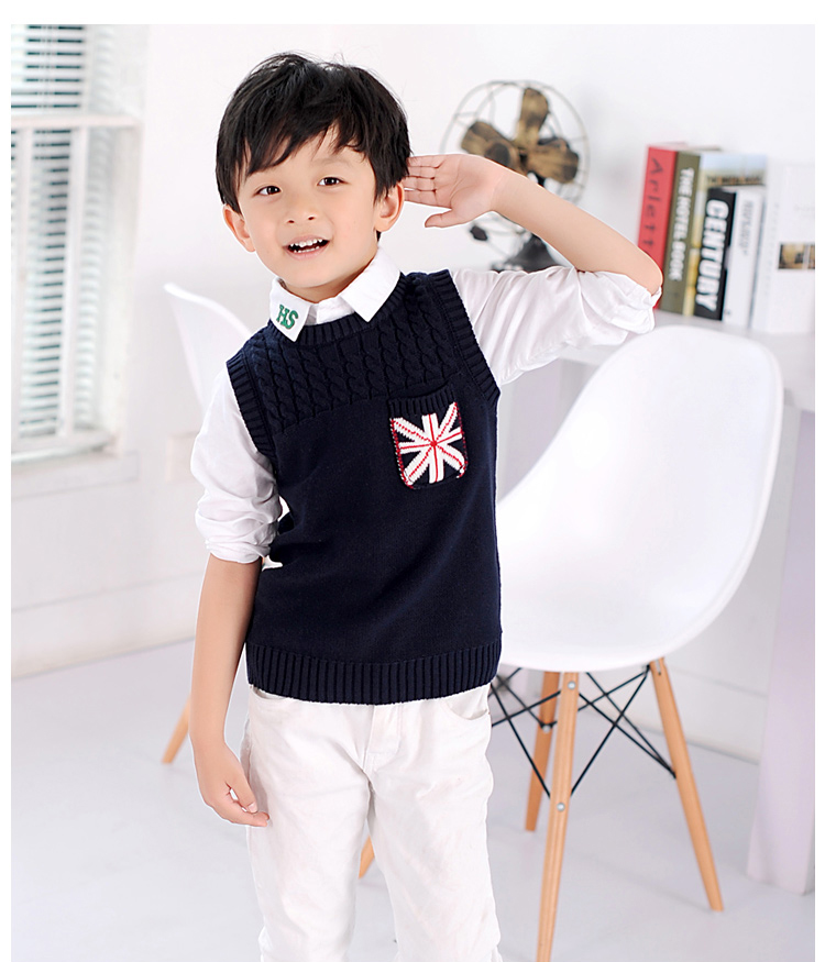 南极人2013秋季新品<em>英伦风</em>全棉男童<em>马甲</em> 女童