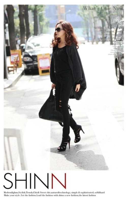 LACLOS2013韩版新秋装<em>开衫中长</em>蝙蝠衫<em>卫衣</em>