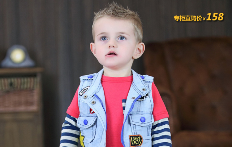 <em>男童</em>牛仔<em>马甲背心春秋</em>款 2014年新款<em>男童</em>夏韩