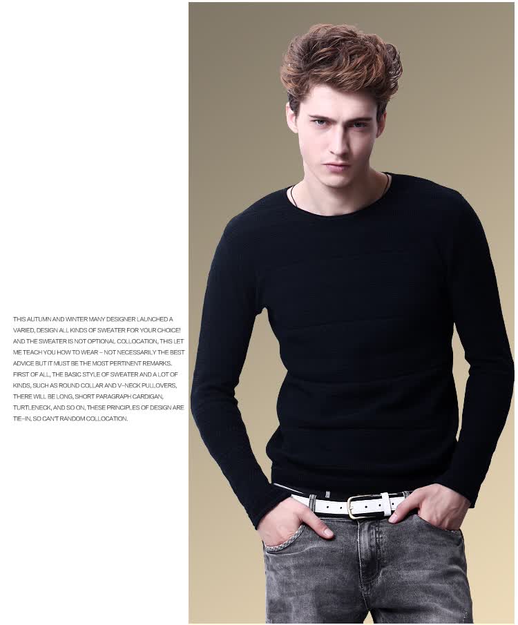 斯泽西尼春装<em>毛衣男</em>衫 潮英伦圆领毛衣男士长