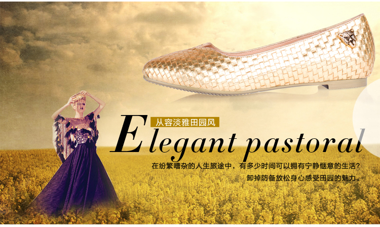 贝蒂佩琪+2013新款欧美豹子头羊皮编织浅口低跟