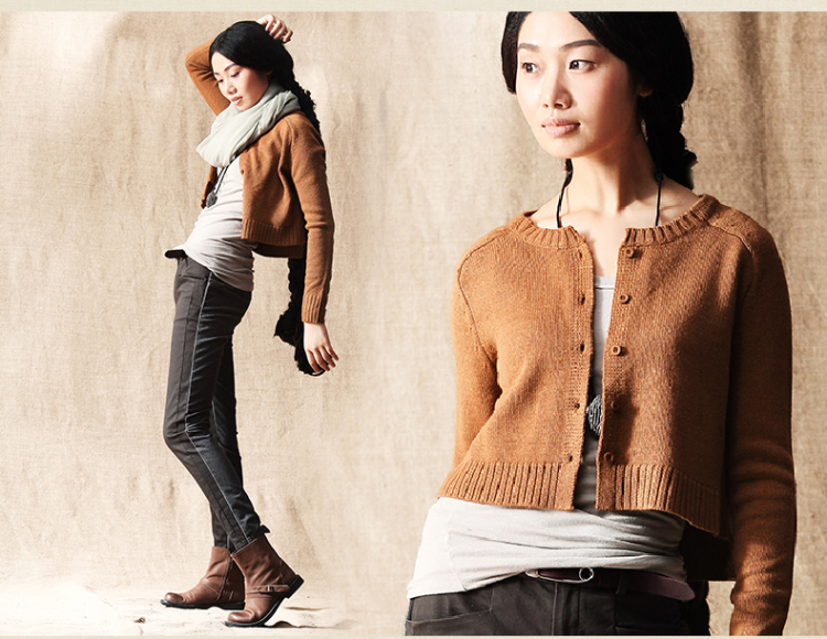 <em>茵曼</em> 冬新款<em>茵曼</em>女圆领<em>开衫毛衣</em>【VC834131