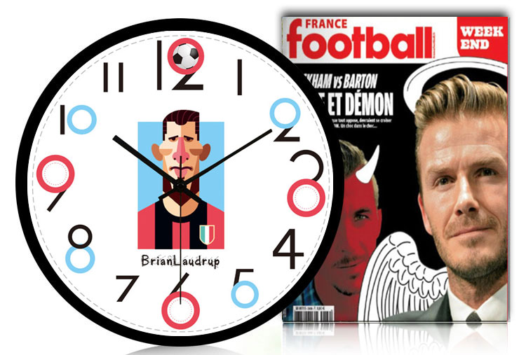 (innov)创意球星系列静音挂钟 丹麦足球明星黄