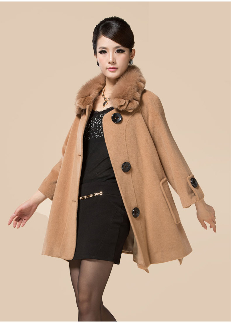 清新怡人2014秋冬新款女装<em>羊绒</em>大衣 女式<em>韩版</em>