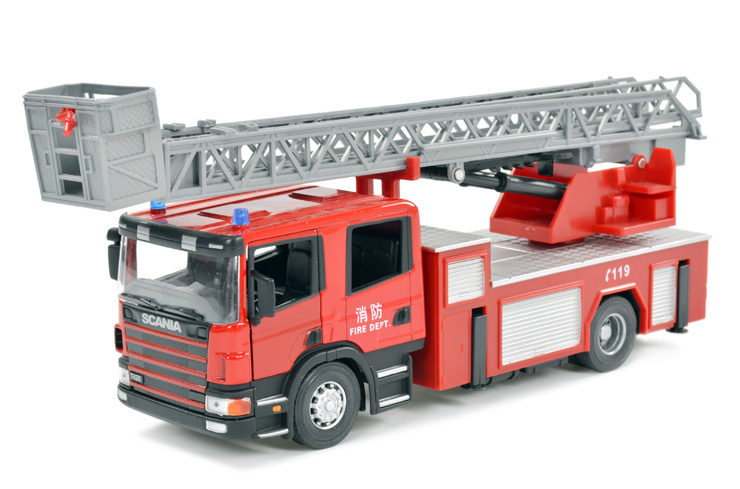 俊基奥图美1:32大型云梯消防车合金汽车模型玩