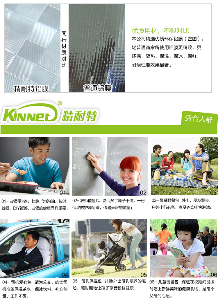 
                                                            精耐特（KINNET） 牛津布大号加厚保温包便当包饭盒袋冰包保冷保鲜野餐包 黑色大号L                