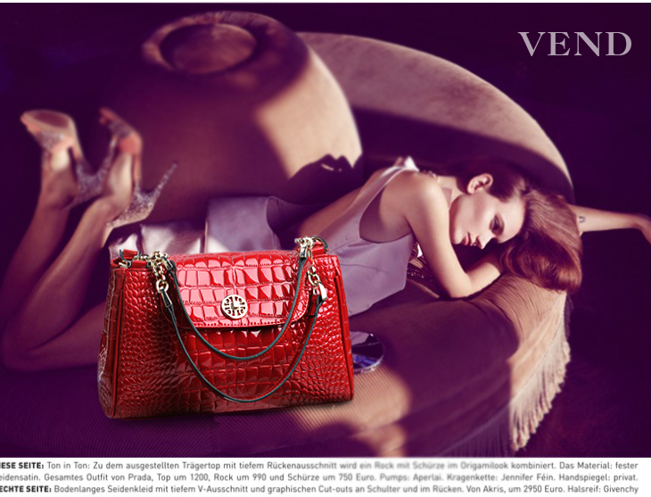 奢华珠光鳄鱼纹女包