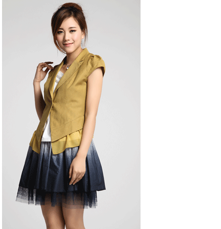 detree<em>地树</em> 2014<em>新款女装</em>一粒扣拼接雪纺西装