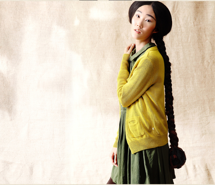 <em>茵曼</em>冬季新款 苎麻<em>开衫毛衣</em>【VC8341310910