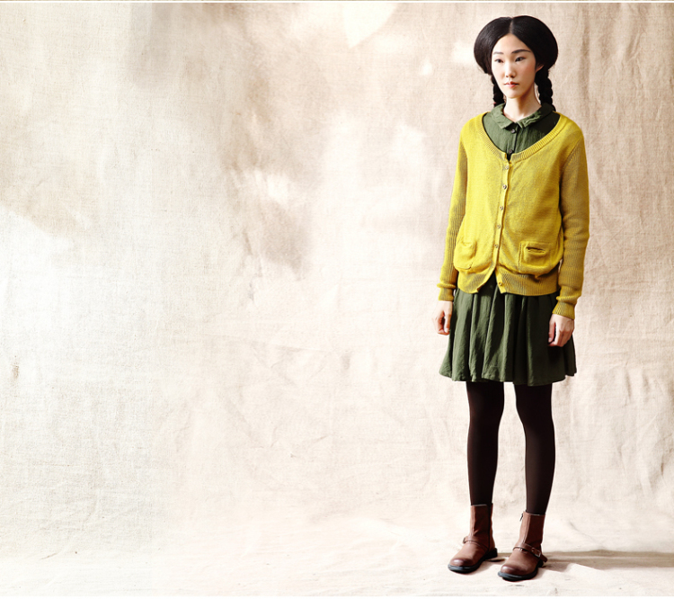 <em>茵曼</em>冬季新款 苎麻<em>开衫毛衣</em>【VC8341310910