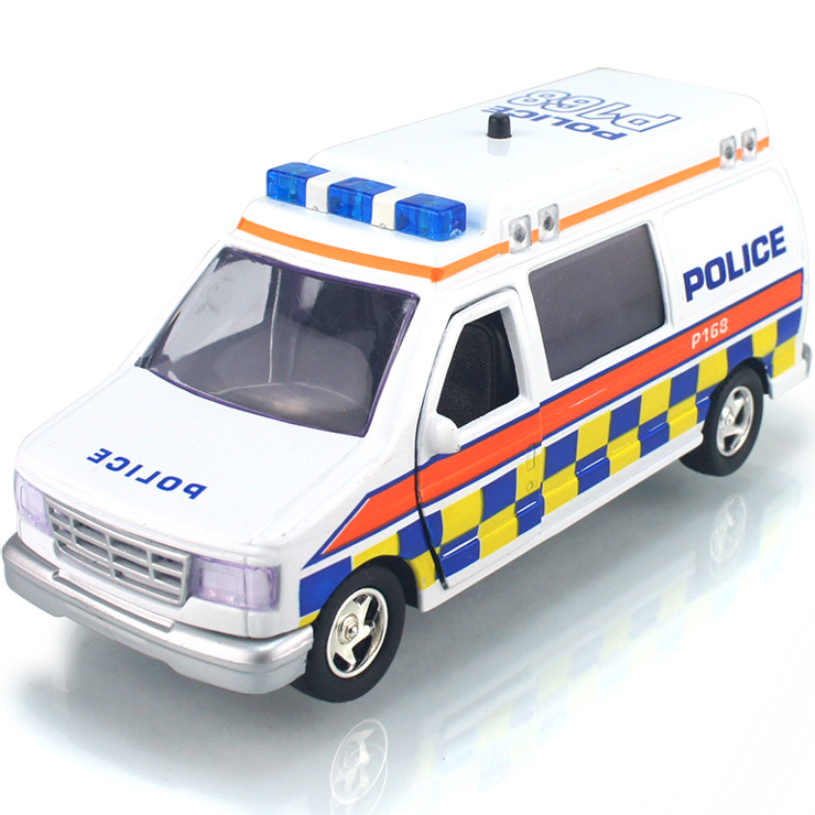 彩珀 超大面包车 警车 回力 尾门左右门可打开 