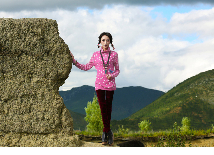 裂帛 秋冬新款 提花堆领 长袖修身 打底毛衣 女