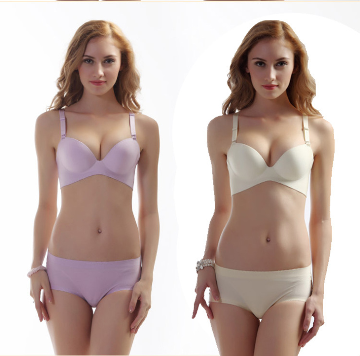 慕妮可无痕一片式<em>文胸</em> 聚拢 <em>女士</em>纯色<em>胸罩</em>内衣