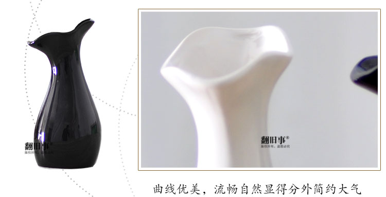 
                                        翻旧事 现代时尚陶瓷花瓶摆件简约工艺品家居装饰品创意抽象摆设黑白极简 2011B白                