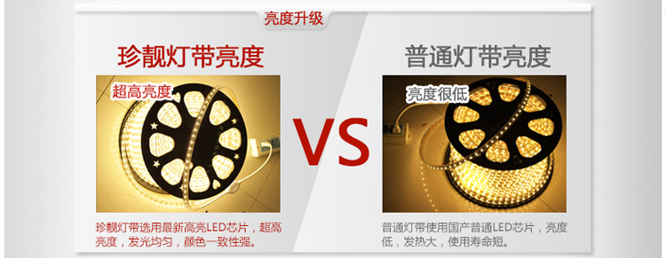 
                                        珍靓LED3528灯带5050贴片灯条高压防水3014高亮120珠暗槽背景装饰软光带 蓝色 5050家装款60灯珠                