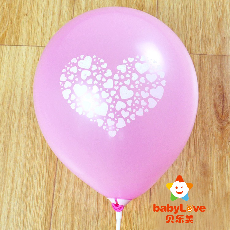 
                                        
                                                            贝乐美 婚庆用品乳胶气球（加厚2.5克）婚庆印花气球 结婚气球 婚房布置气球 100只装-款式随机送蓝色打气筒胶点彩带                