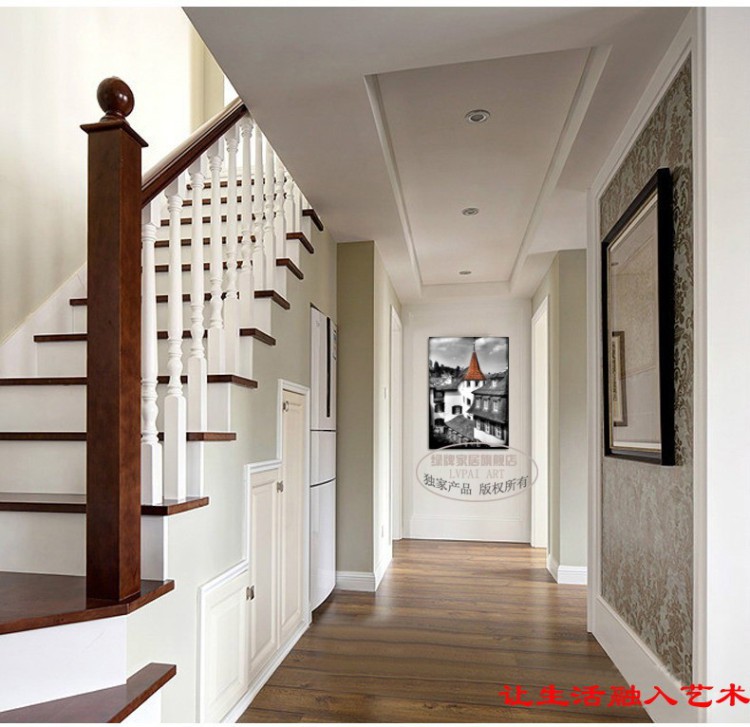 现代简约客厅装饰画沙发背景墙画餐厅黑白风景