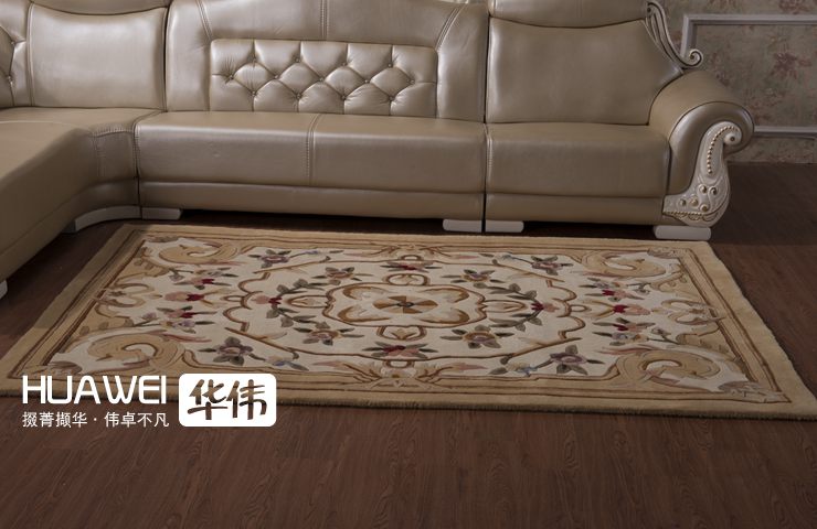 
                                        华伟手工纯羊毛地毯 客厅茶几沙发书房床边房间 时尚驼色现代欧式 140*200cm                