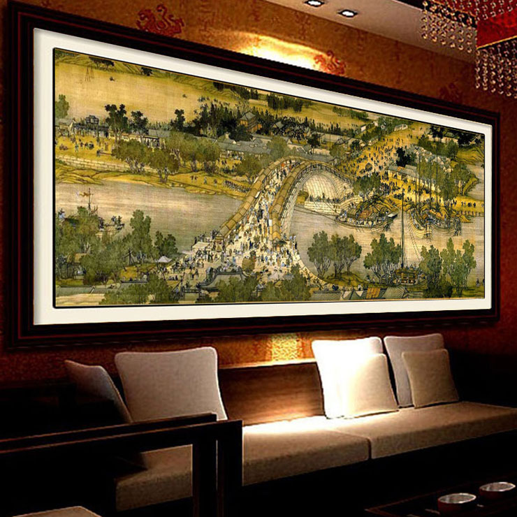 
                                                            皇室珍品KS十字精准印花新款客厅大画清明上河图全图十字绣手工刺绣 3米丝线印花                