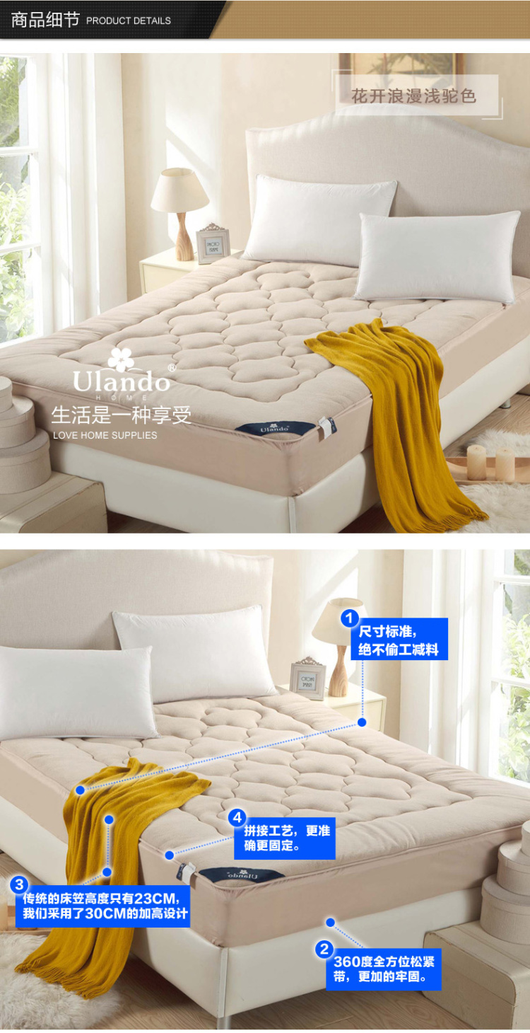 
                                        【京东配送】南极人home家纺珊瑚绒床笠床垫 加厚防滑床罩 席梦思床护垫 深驼色 180*200CM                