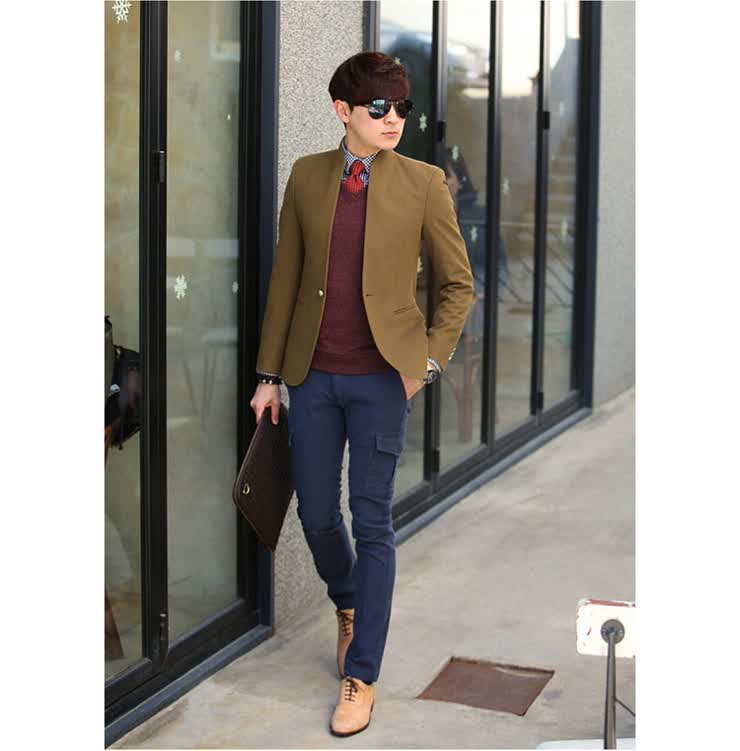 天成名品春装新款<em>男士</em>正品上衣<em>外套</em>修身<em>驼色</em>立