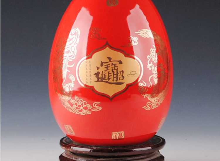 
                                        陶之念 景德镇陶瓷器 中国红花瓶 家居装饰品婚庆礼品 工艺品摆件 苹果福字2 大号                