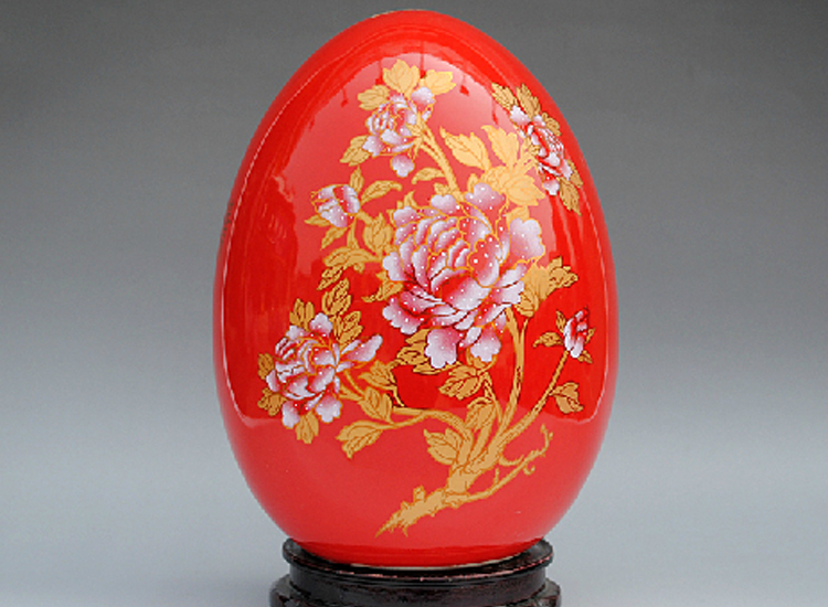 
                                        陶之念 景德镇陶瓷器 中国红花瓶 家居装饰品婚庆礼品 工艺品摆件 苹果福字2 大号                