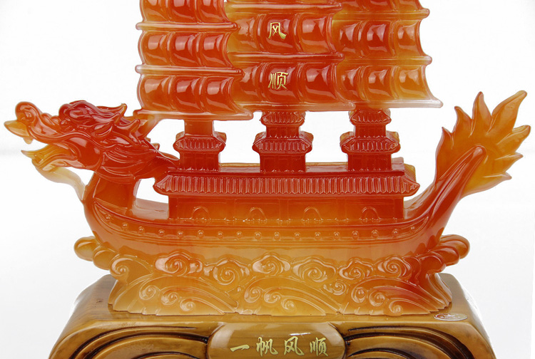 
                                        谷风 一帆风顺 龙船摆件 开业礼品摆设 客厅装饰品工艺礼品家居工艺品办公桌摆件 大号                