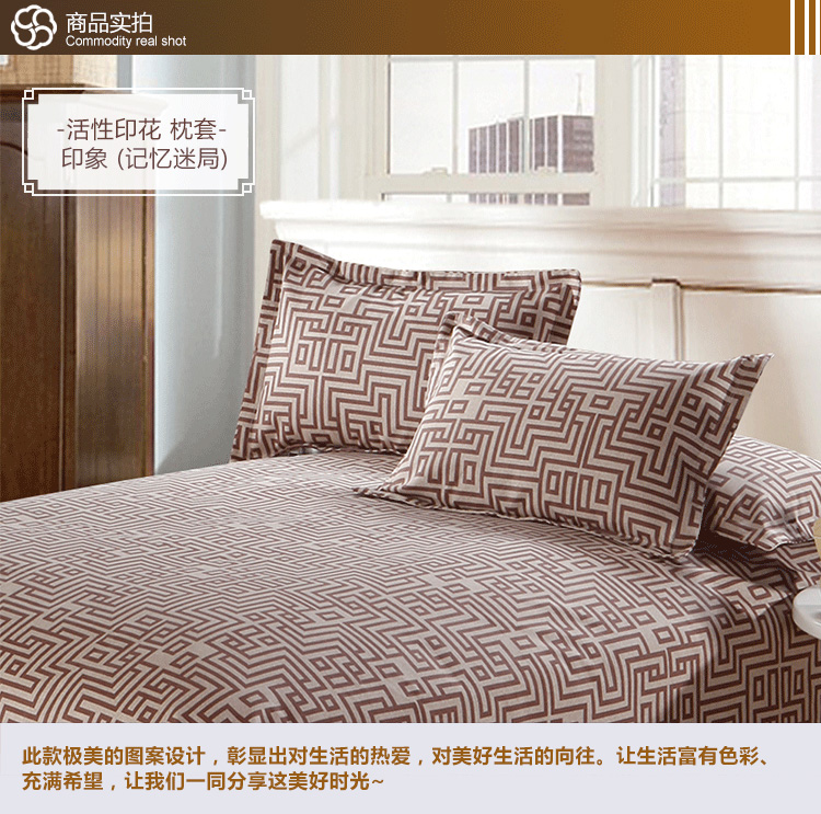 
                                        美棉坊家纺 全棉印花枕套 床上用品 粗布/活性印花/几何/大气枕套 夏之风-枕套                