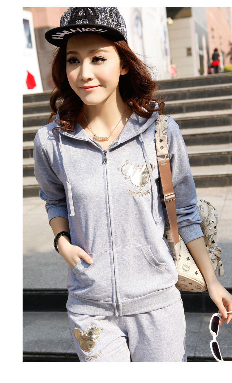 014春装新款学院风休闲大码<em>运动套装女开衫</em>卫