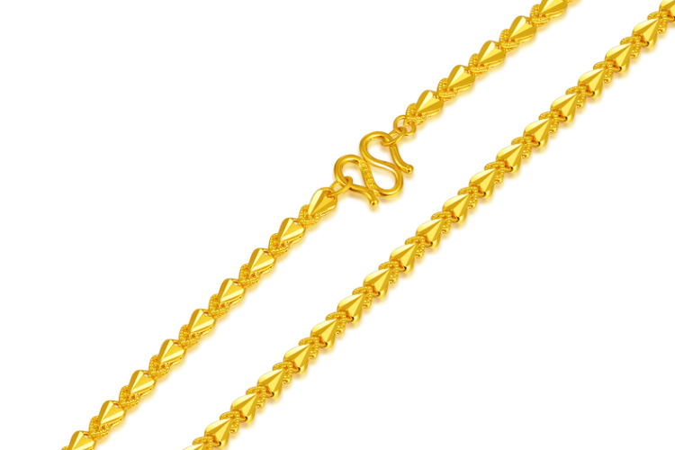 心形千足金项链 千足金项链男