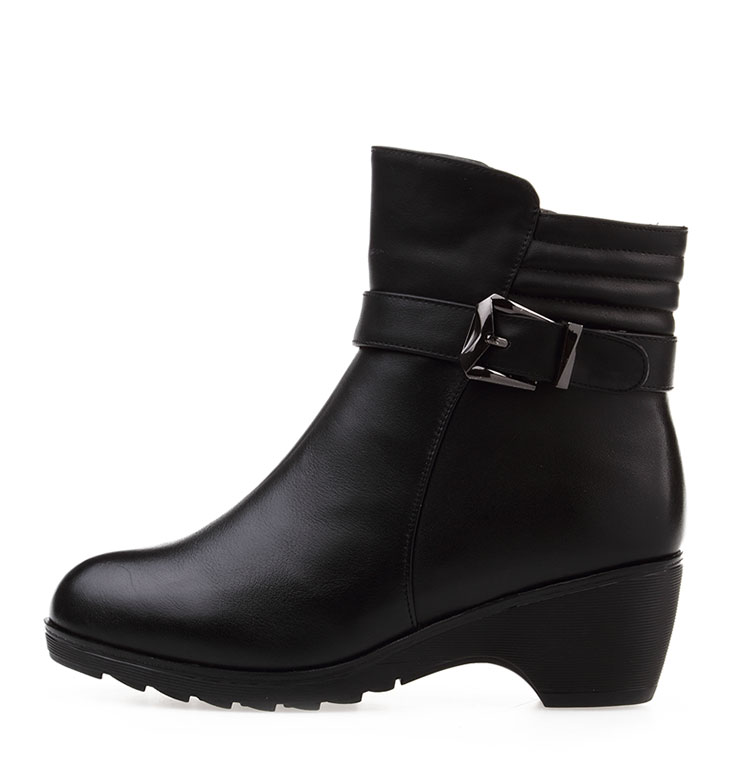 意尔康女鞋 2013冬季新款中跟侧拉链时尚搭扣