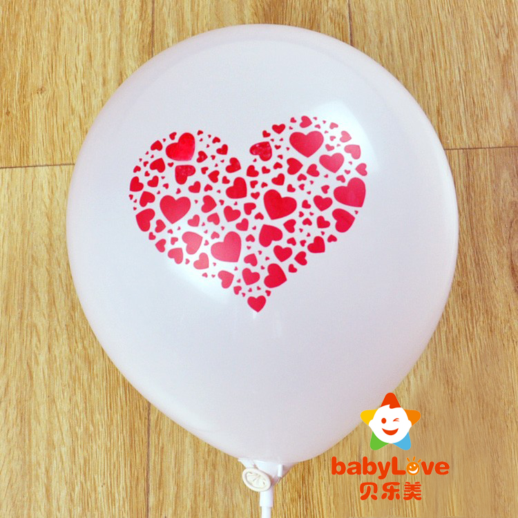 
                                        
                                                            贝乐美 婚庆用品乳胶气球（加厚2.5克）婚庆印花气球 结婚气球 婚房布置气球 100只装-款式随机送蓝色打气筒胶点彩带                