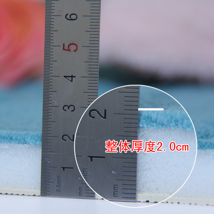 加厚慢回弹地垫吸水地垫 浴室防滑垫门垫 玫瑰印花 蓝色 500MMx800MM