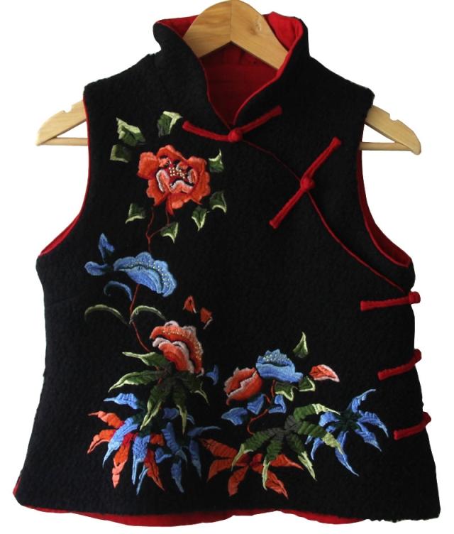 立领盘扣<em>马夹</em> 修身显瘦毛呢<em>马夹</em> 绣花<em>马夹</em>在京