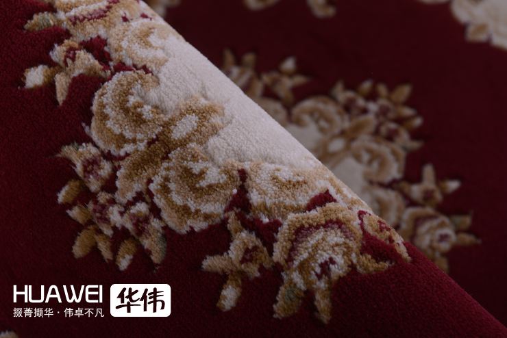 
                                        华伟剪花机制威尔顿地垫 卧室床前门厅进门垫 时尚可水洗欧式防滑80*120cm 红色系                