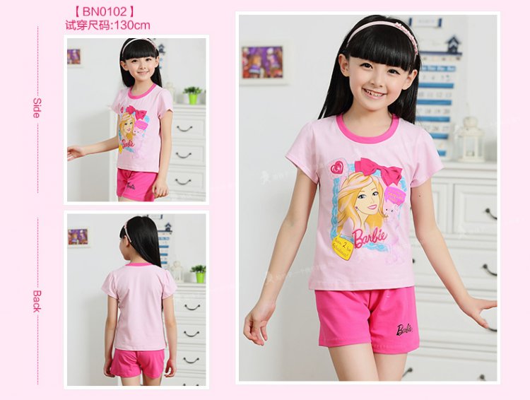 <em>BARBIE芭比</em>儿童<em>睡衣纯棉</em>套装<em>芭比</em>公主<em>宝宝</em>短