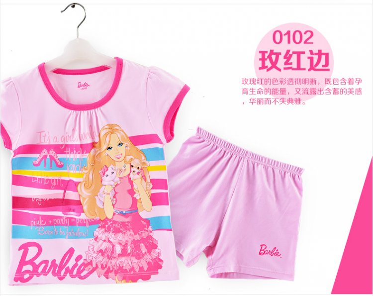 <em>BARBIE芭比</em>儿童<em>睡衣纯棉</em>套装<em>芭比</em>公主<em>宝宝</em>短