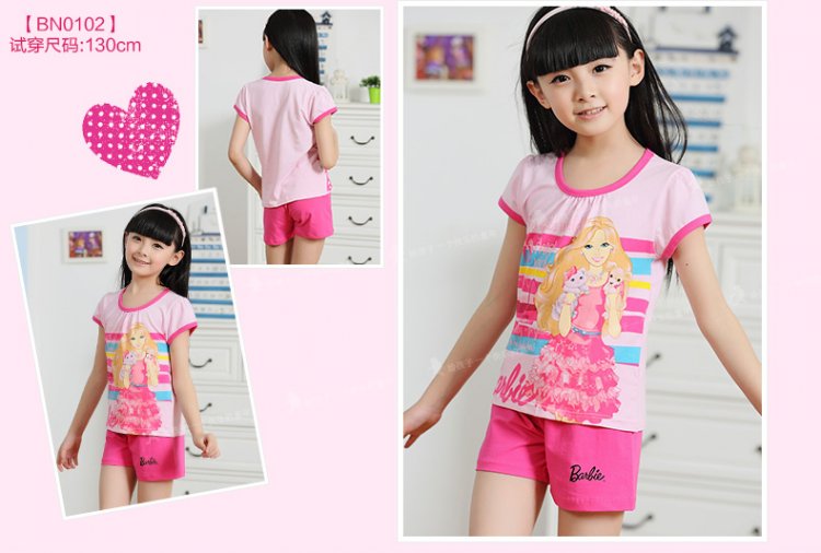 <em>BARBIE芭比</em>儿童<em>睡衣纯棉</em>套装<em>芭比</em>公主<em>宝宝</em>短