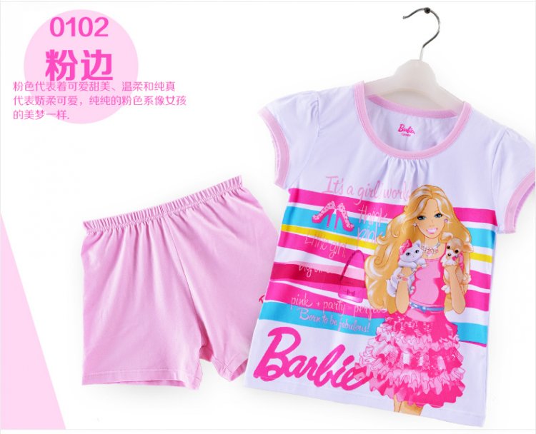 <em>BARBIE芭比</em>儿童<em>睡衣纯棉</em>套装<em>芭比</em>公主<em>宝宝</em>短