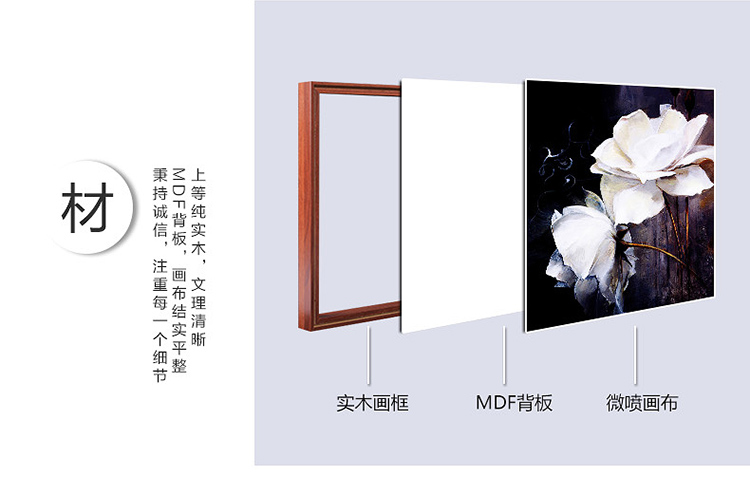 
                                        格丽 现代装饰画墙壁画照片墙欧式壁画配电箱装饰画客厅挂画餐厅有框画卧室艺术画 冷艳玫瑰 冰艳玫瑰两件套 70*70cm白框                