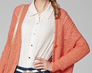 OSA欧莎春秋装新款<em>毛衣女开衫</em> 宽松勾花镂空