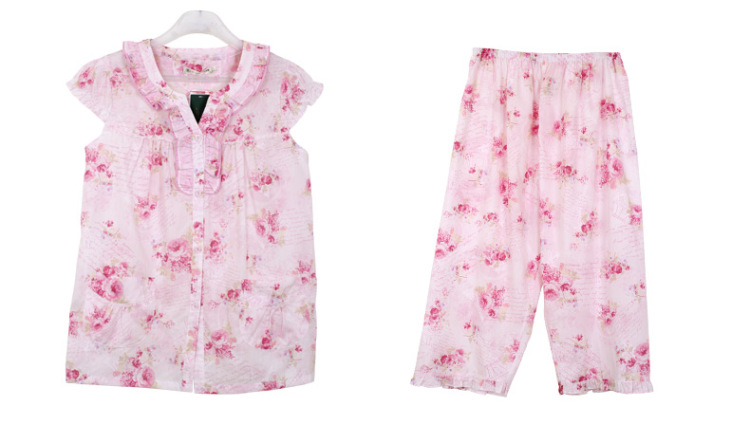 <em>秋鹿</em>家居服2014新款夏装<em>女睡衣套装</em> 碎花印花